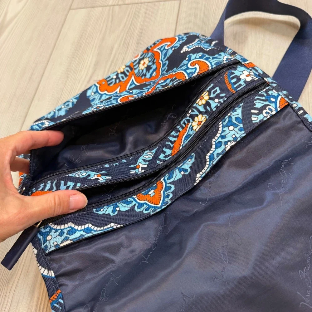 Vera Bradley Crossbody Messenger Bag Blue Orange Paisley Adjustable Strap